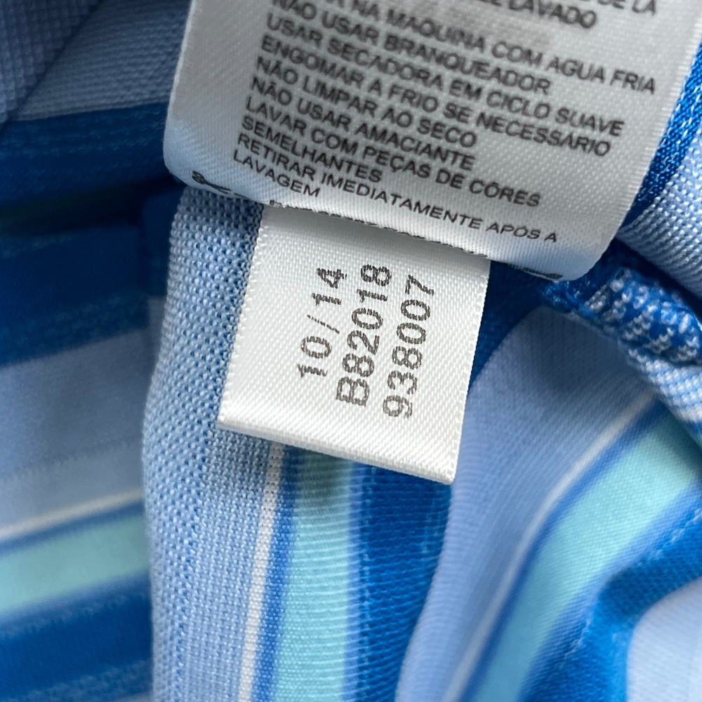 Adidas ClimaCool Golf Polo Shirt Mens Large Blue Striped Tumble Creek Club - Picture 8 of 14